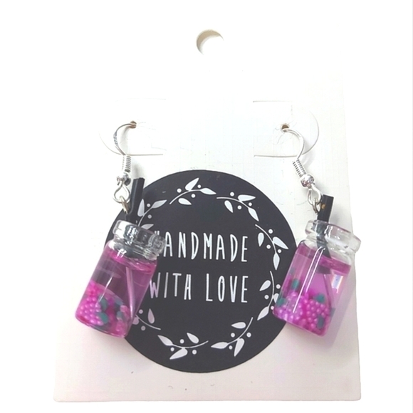 Handcrafted Berry Water Drop Earrings - Picture 2 of 5